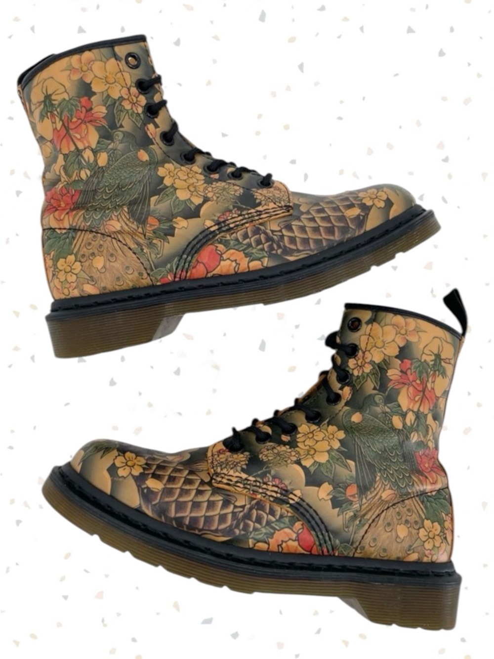 Dr. Martens x Evisu Wagara 1460 Tattoo Sleeve Japanese Koi Fish Boots Size US 7
